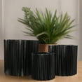 thumbnail image 5 of Olenna Textured Ceramic Horizontal Pot Set of 3 – Decorative Indoor Planter Pots for Home & Garden, Small Medium Large Ceramic Plant Pot ( Black), 5 of 9
