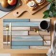 thumbnail image 2 of Blue Beige Brown Vintage Placemats Set of 6, Retro Farmhouse Elegant Pastoral Placemats for Dining Table, Place Mats for Kitchen Tabletop, Waterproof Wipeable Dining Table Mats Set, 2 of 9