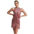 thumbnail image 1 of iefiel Robe de Danse Latine à Franges pour Femme Cha Cha Tango Salsa Samba Rumba Robe de Danse Rose Poudré m, 1 of 4