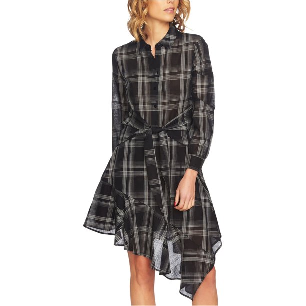 1.STATE Vestido camisero con lazo en la cintura para mujer, negro, extra pequeño 1.STATE Camisa de vestir