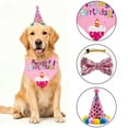 thumbnail image 3 of Dog Birthday Party Supplies, Dog Birthday Bandana Hat Bow Set for Dogs and Cats Pink L, 3 of 4