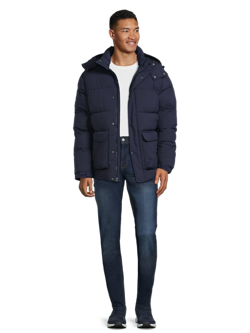 Veste Doudoune Swiss Tech 1X Longue Femme Bleu - Capuche Et Poches