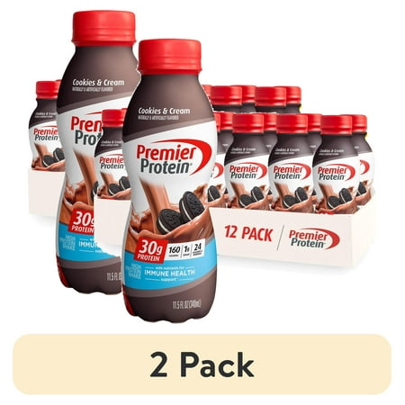 (2 pack) Premier Protein Shake, Cookies and Cream, 30g Protein, 11.5 Fl Oz, 12 Ct