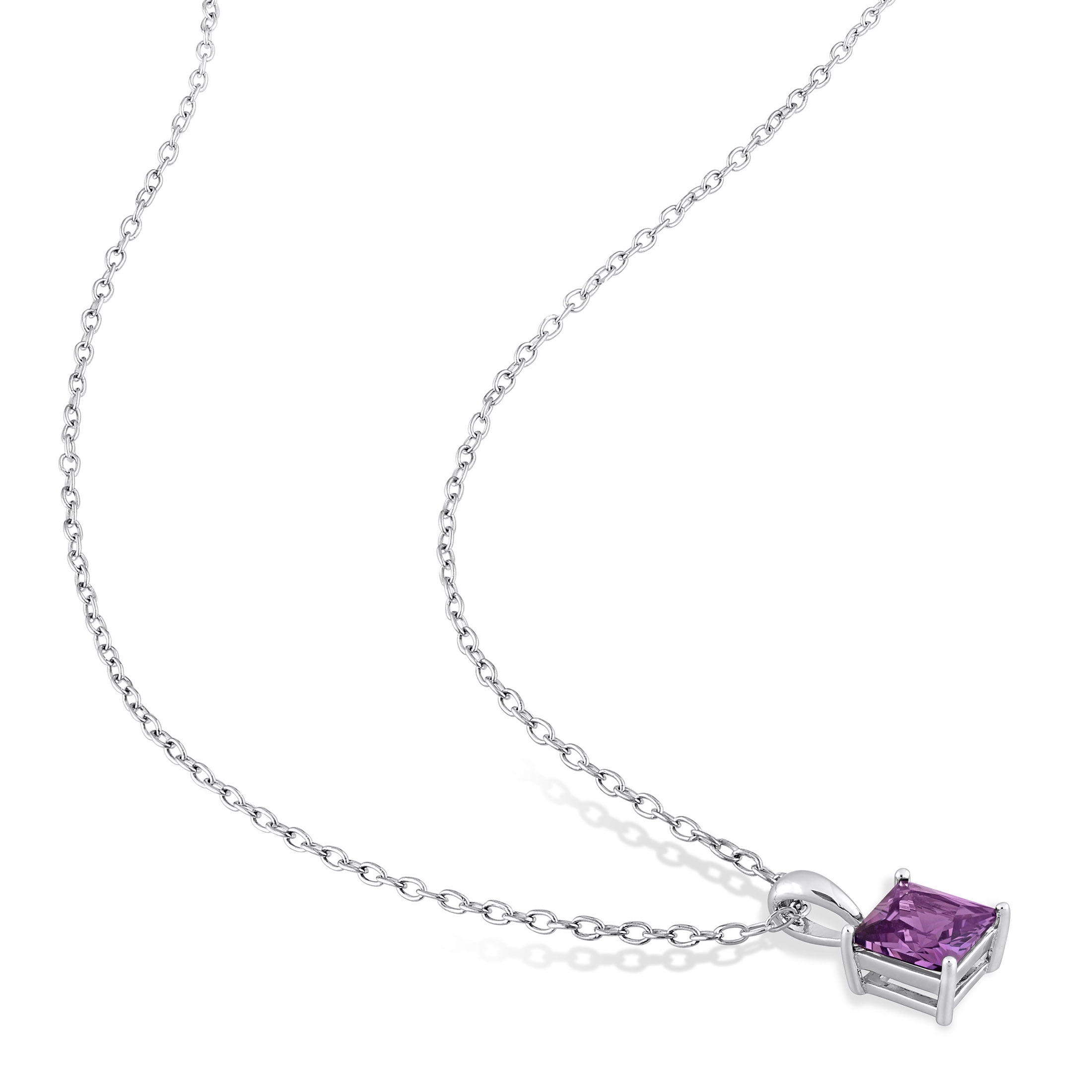 Everly Women's 3 Carat T.G.W. Princess-Cut Simulated Alexandrite Sterling Silver 2-Piece Solitaire Pendant and Stud Earrings Set
