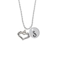 thumbnail image 2 of Delight Jewelry Silvertone Heart with 3 AB Crystals - Friends Family Love Silvertone Script Initial Disc - S - Charm Necklace, 20"+3", 2 of 4