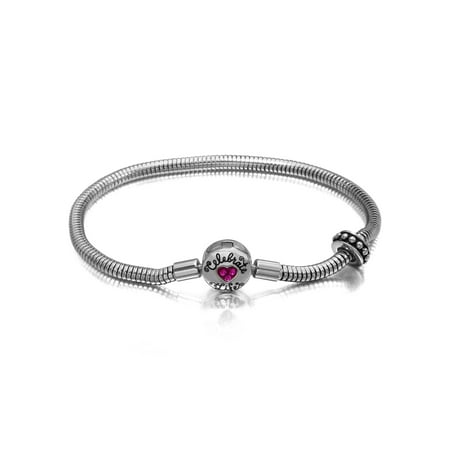 Crystal Heart Stainless Steel Celebrate Life Starter Bracelet