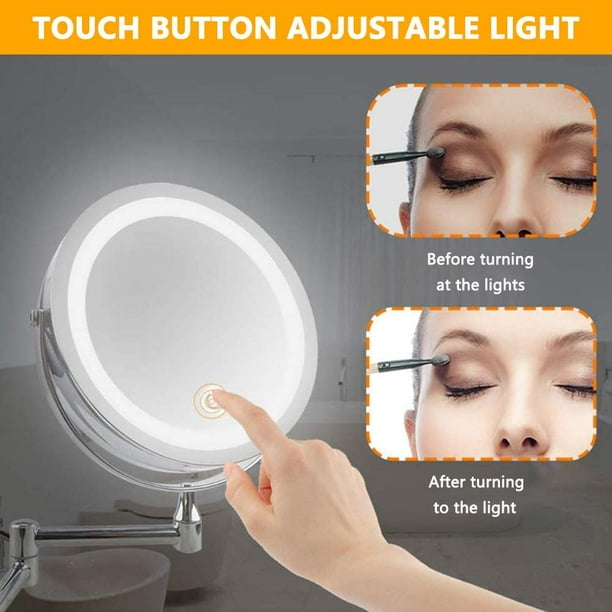 Light up 2024 wall makeup mirror