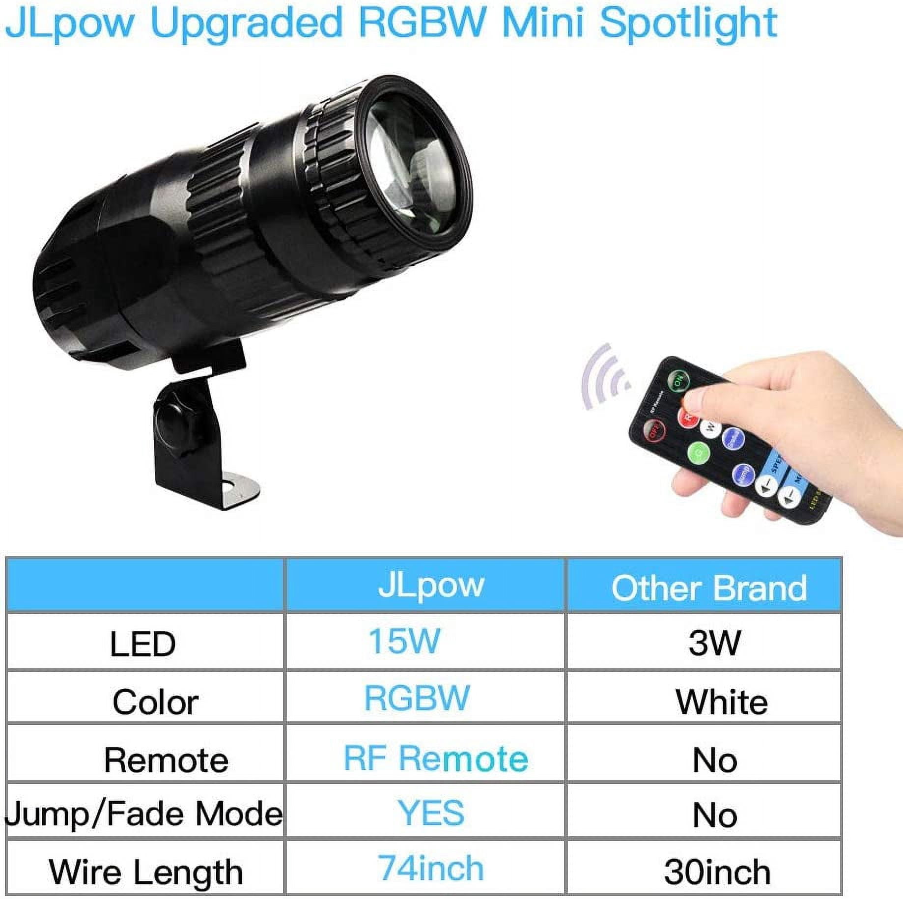 Pinspot Light with Remote, Super Bright Mirror Ball Spotlight, Mini 15W RGBW LED Beam Spot Lights Stage Effect Lighting, Best for DJ Disco Party Bar Club Show Wedding Children's Theater