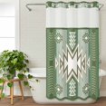 thumbnail image 3 of Sage Green Boho No Hook Shower Curtain Waterproof,Bathroom Curtains with Snap in Liners and See Through Top Window,American Native Southwest Abstract Art Hotel Style Bathtub Curtains Shower 54"Wx78"L, 3 of 8
