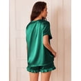 thumbnail image 5 of Ekouaer Satin Pajamas for Women Short Sleeve Silk Sleepwear 2 Piece Pjs Set with Ruffled Shorts Casual Loungewear, 5 of 6
