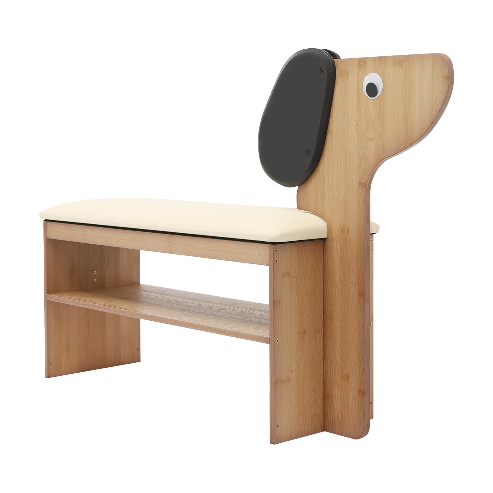 Cute Dog Shoes Rack Bench for Entryway, Shoe Rack Bench with Cushion（Beige）
