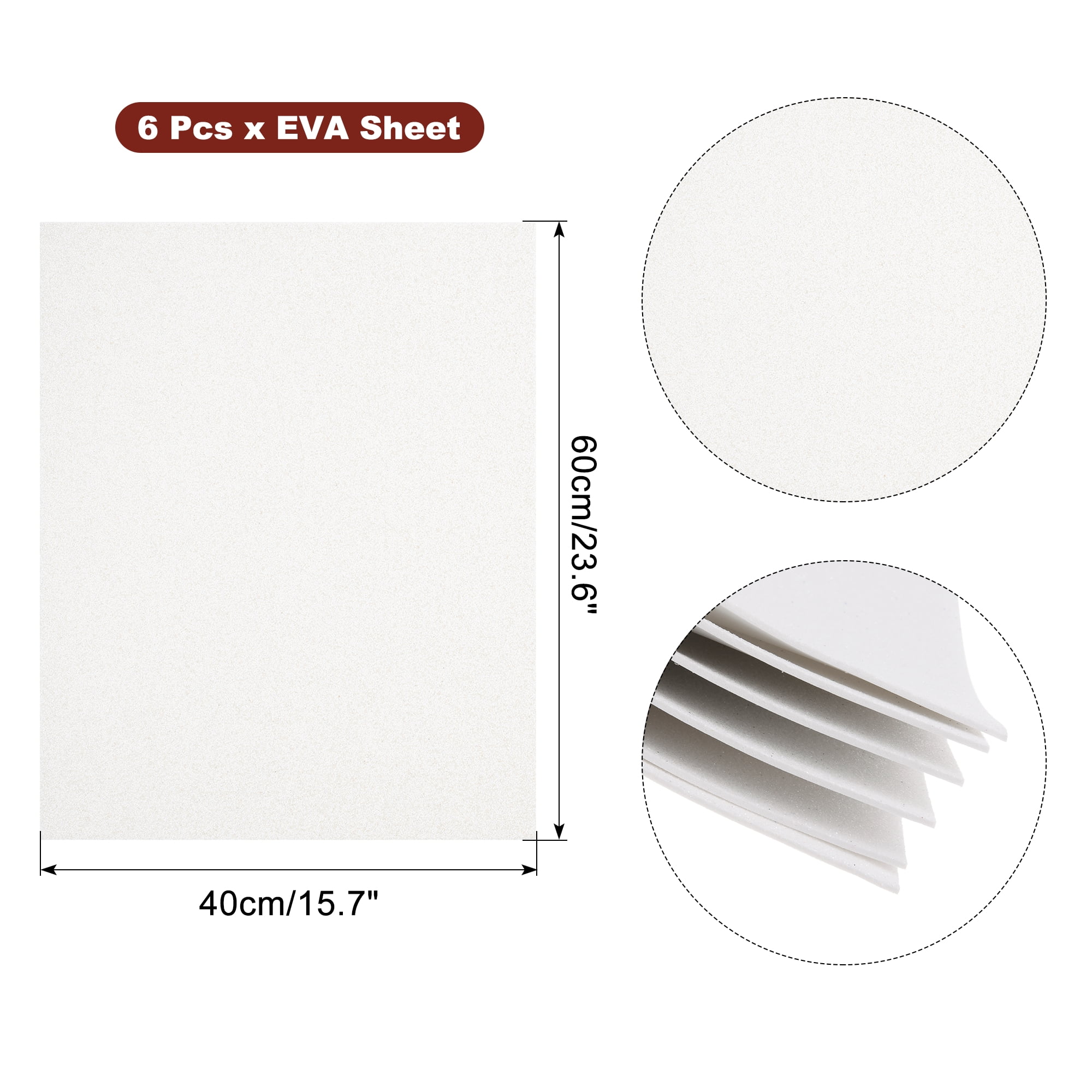Uxcell White Shiny EVA Foam Sheets 23.6x15.7in 1.3mm Thick for Crafts DIY 6 Pcs