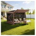 thumbnail image 6 of Gazebo Screen Tent 12x12 ft, 6-Sided Camping Canopy, Quick-Set Sun Shelter for 8-10 Person, Removable Top, Bite-Proof Screen House, Brown, 6 of 9