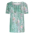 thumbnail image 5 of Dolkfu Crew Neck Summer Tops for Women Green Short Sleeve Tops Floral Stylish T-Shirts Women'S Blouses, 5 of 5