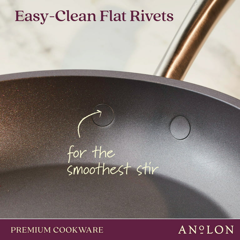 Anolon Advanced Home Hard-Anodized Nonstick Deep Frying Pan with Lid, 12-Inch, Moonstone