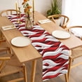 thumbnail image 3 of Red White Moire Table Runner - 70 Inch Long, Kitchen Dining Table Runner Dresser Scarves, Modern Abstract Art Farmhouse Decor for Coffee Tables Wedding Party Banquet, 3 of 8