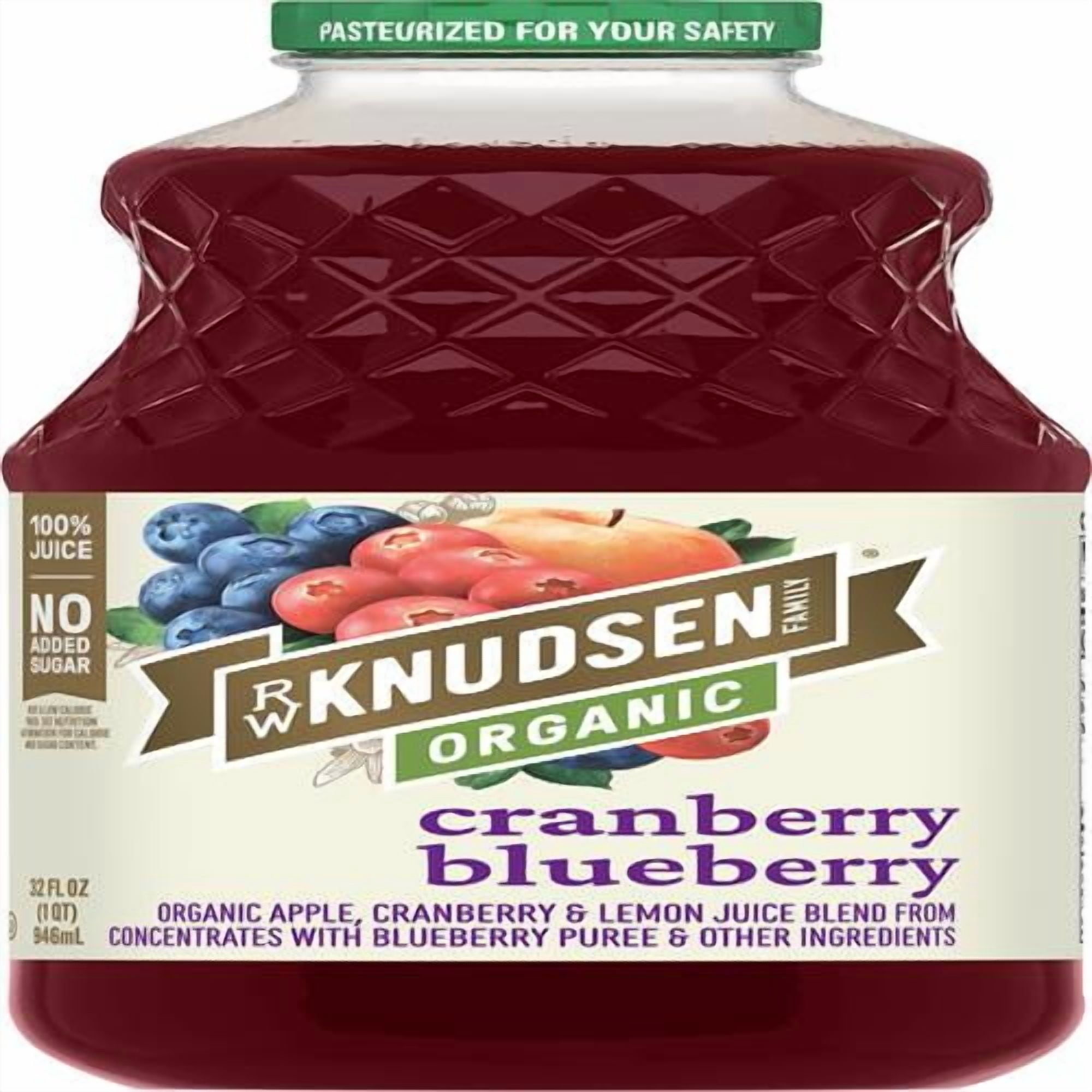 R.W. Knudsen Family Organic Cranberry Blueberry Juice Blend, 32 Ounces - Pack of 2