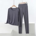 thumbnail image 2 of MGDXOX Women's Soft Modal 2 Piece Lounge Set Long Sleeve V-Neck Top High Waist Leggings Comfortable Stretchy Sleepwear Gray XXXL, 2 of 5
