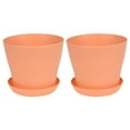 thumbnail image 2 of Yesbay 2Pcs Flower Pot with Saucer Large Mouth PP Drainage Holes Plant Container for Balcony,Light Orange S, 2 of 8