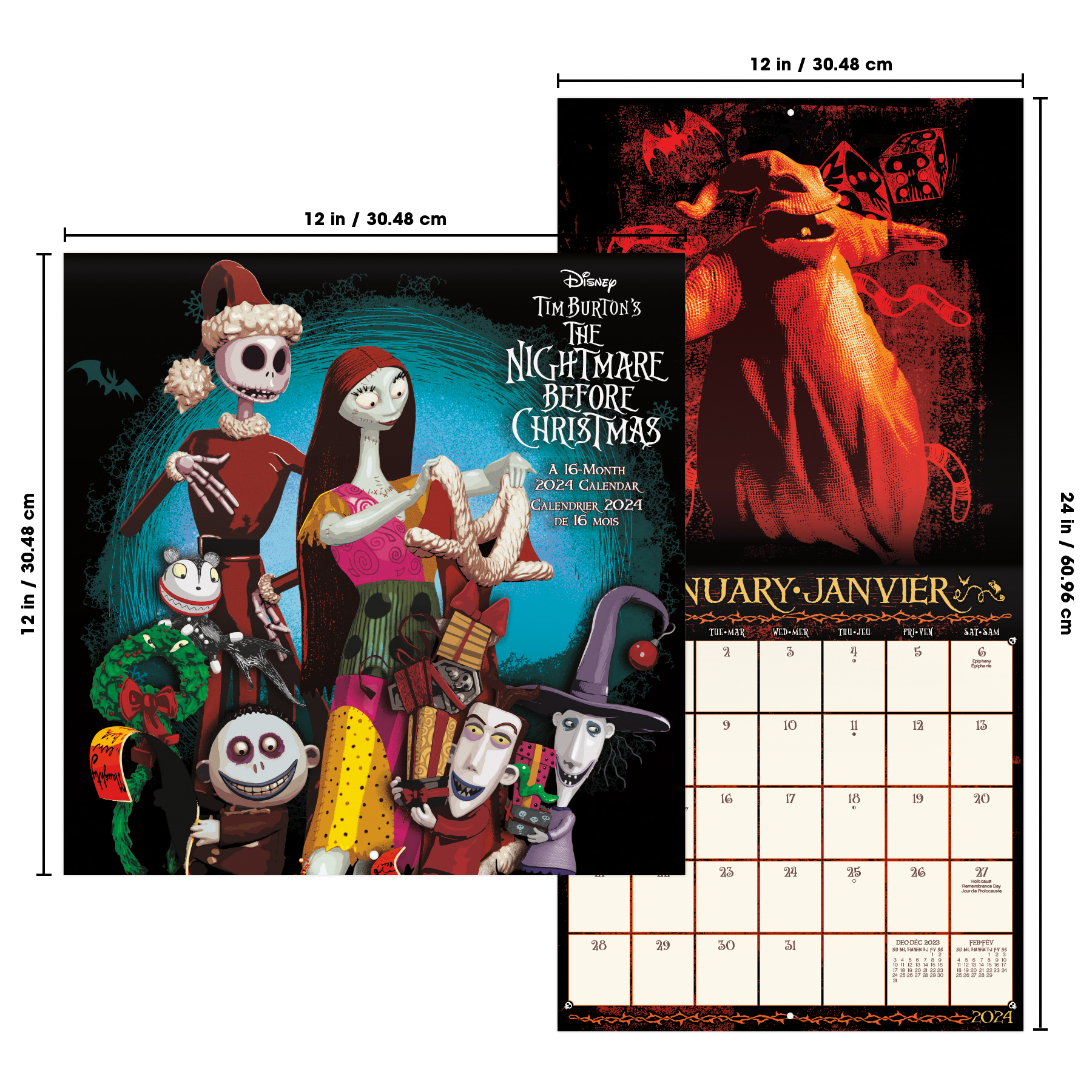 Trends International 2024 Disney The Nightmare Before Christmas Wall Calendar & Magnetic Frame