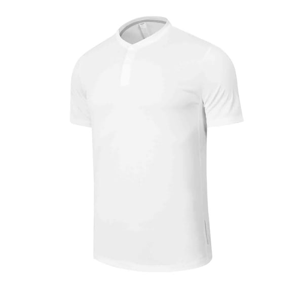 Mens Henley Shirt - Lightweight Quick Dry Moisture Wicking Snap Short Sleeve Athletic Performance Shirts for Men White