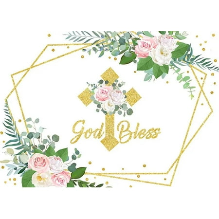 Image of Cross God Bless Baby Baptism Backdrops My First Holy Communion Newborn Photography Baby Shower Photo Background Banner