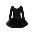 thumbnail image 2 of iiniim Girls Long Sleeve Ballet Dance Gymnastics Leotard Dress with Tutu Skirt Ballerina Dancewear Black 3, 2 of 7