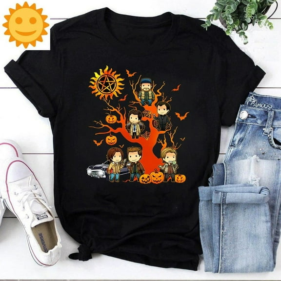 Supernatural Characters Chibi Halloween Vintage T-Shirt, Halloween Shirt, Supernatural Shirt, Adventure Movie Shirt, Fantasy Movie Shirt