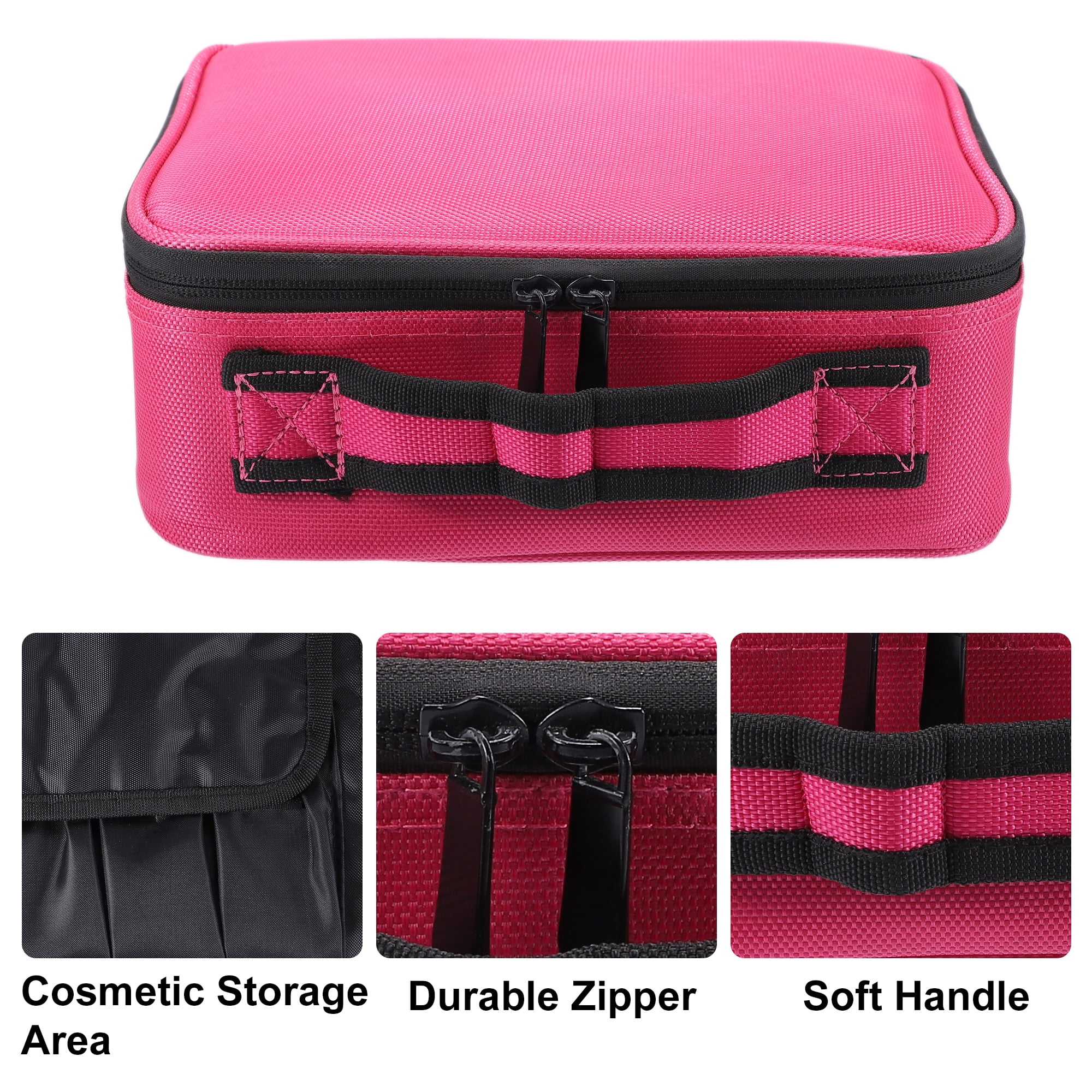 Unique Bargains Floral Makeup Bag Zipper Flower Cosmetic Pouch Rose Red