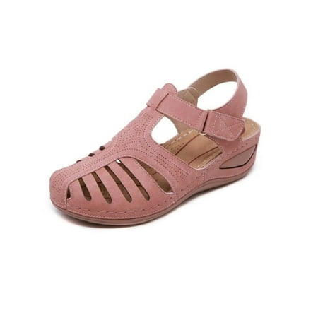 

Shakub Womens Summer Hollow Out Closed Toe Sandals Breathable Retro Outdoor Walking Wedge Shoes
