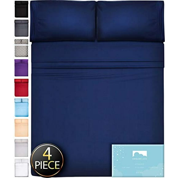 Twin XL Sheets 4pcs XL Twin Sheet Set Twin XL Fitted Sheet Extra Long Twin Sheets XL Twin Fitted Sheet Twin Extra Long Sheet Set Twin XL Bedding Twin XL Fitted Sheets XL Twin Sheets Navy Blue