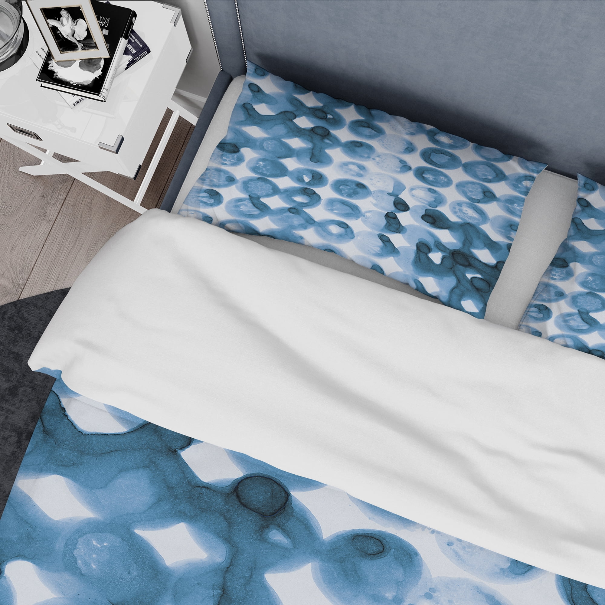 Designart 'Indigo watercolor geometrical VI' Geometric Duvet Cover Set