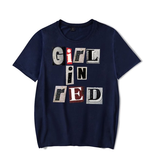 T-shirt Fille en Rouge Mode Imprimé Logo Manches Courtes Unisexe Col Rond Haut Tendance Mode Urbaine