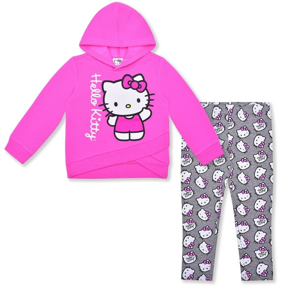 Hello Kitty 2 Piece Long Sleeve Hoodie Sweatshirt with Multi Print Legging Set (2T)