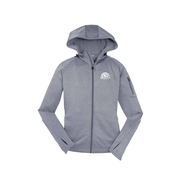 Gravity Outdoor Co. Womens Fleece Hooded Jacket - White Logo - Heather - XS