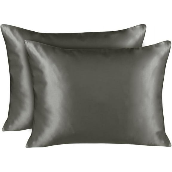 Blissford Queen Size Luxurious Sateen Pillowcases - Protects Hair and Nails - (Grey)20 x 30