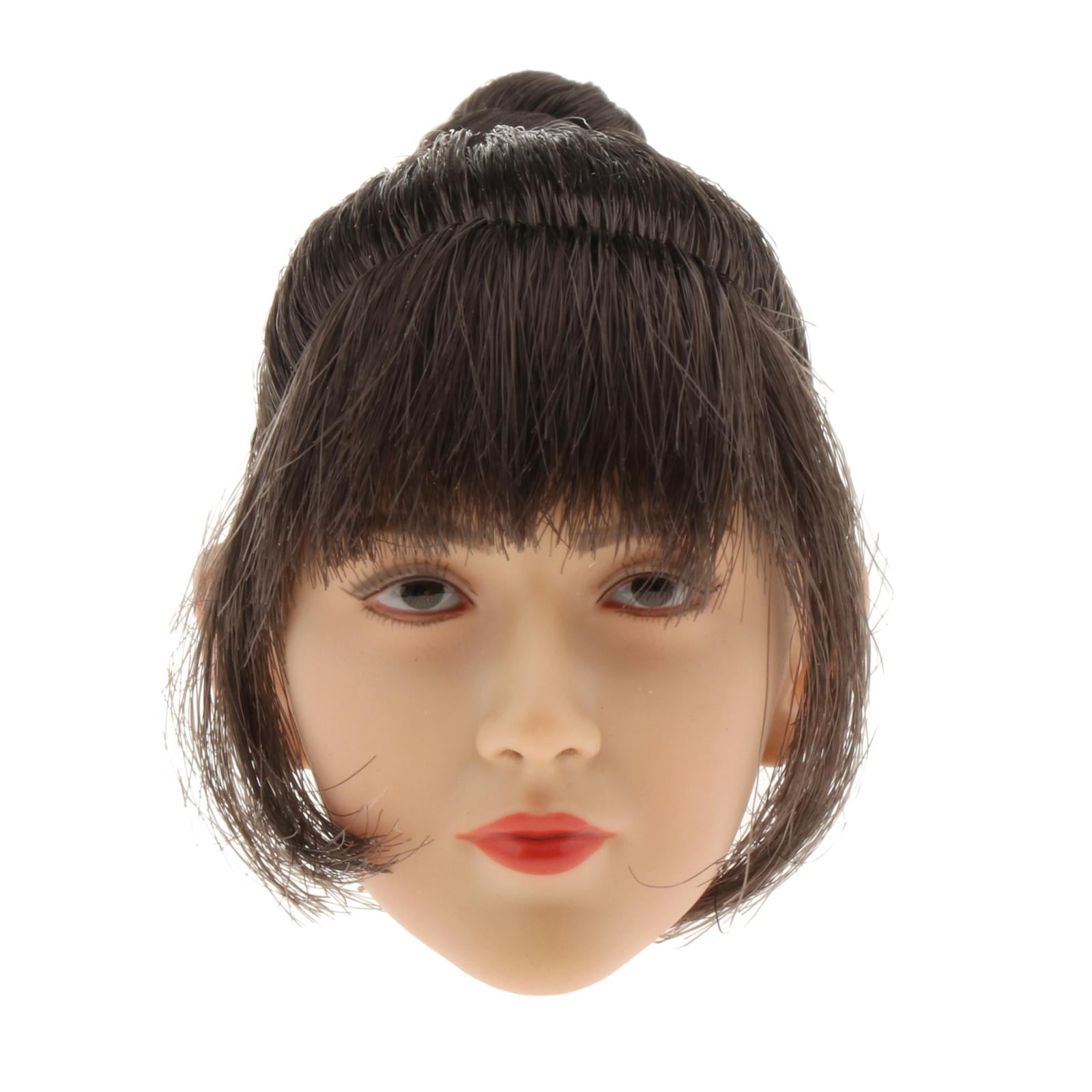 1/6 Female Black Hair Head Sculpt Model For 12'' PH TBL Action Figure Body Toy 