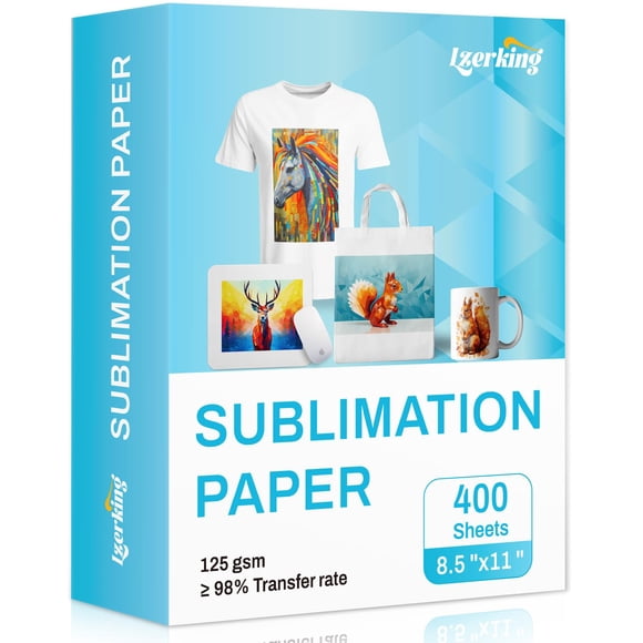 Papel de sublimación térmica Lzerking, 8.5 x 11 pulgadas, 125 g/m², 400 hojas