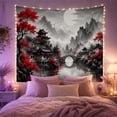 thumbnail image 2 of Red Bridge and East Asian Pavilion Tapestry Wall Hanging, 2 of 7