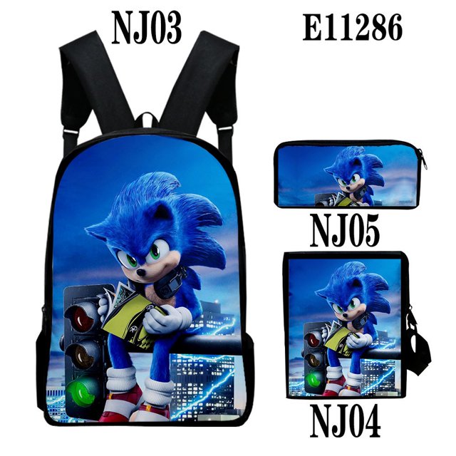 3 Piezas Sonic mochila Mochila Escolar Anime sonic Hedgehog Bolsa De Mensajero Estuche De Lápices De Gran Capacidad 3D