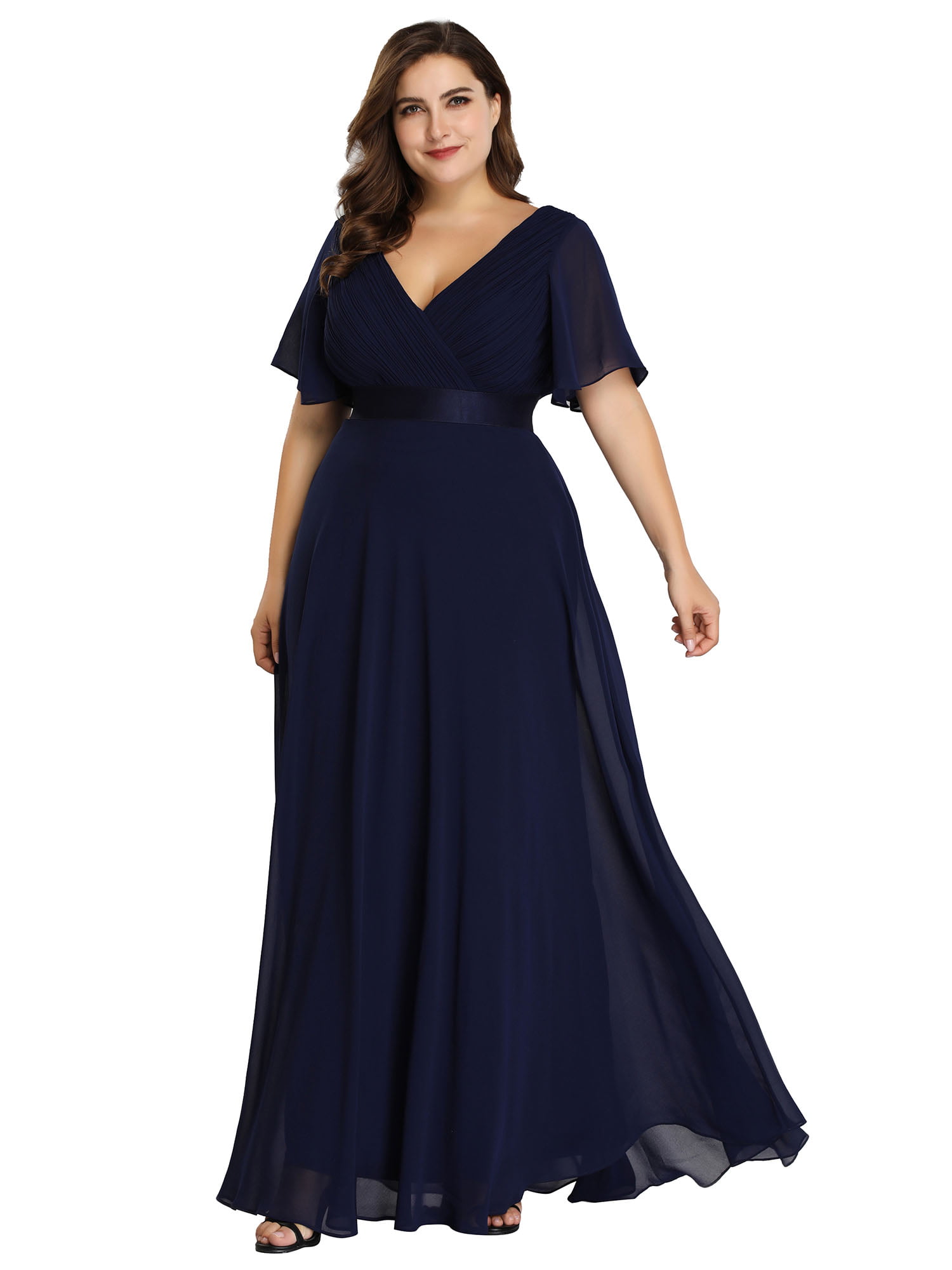 Buy > navy blue wedding guest dress plus size > in stock