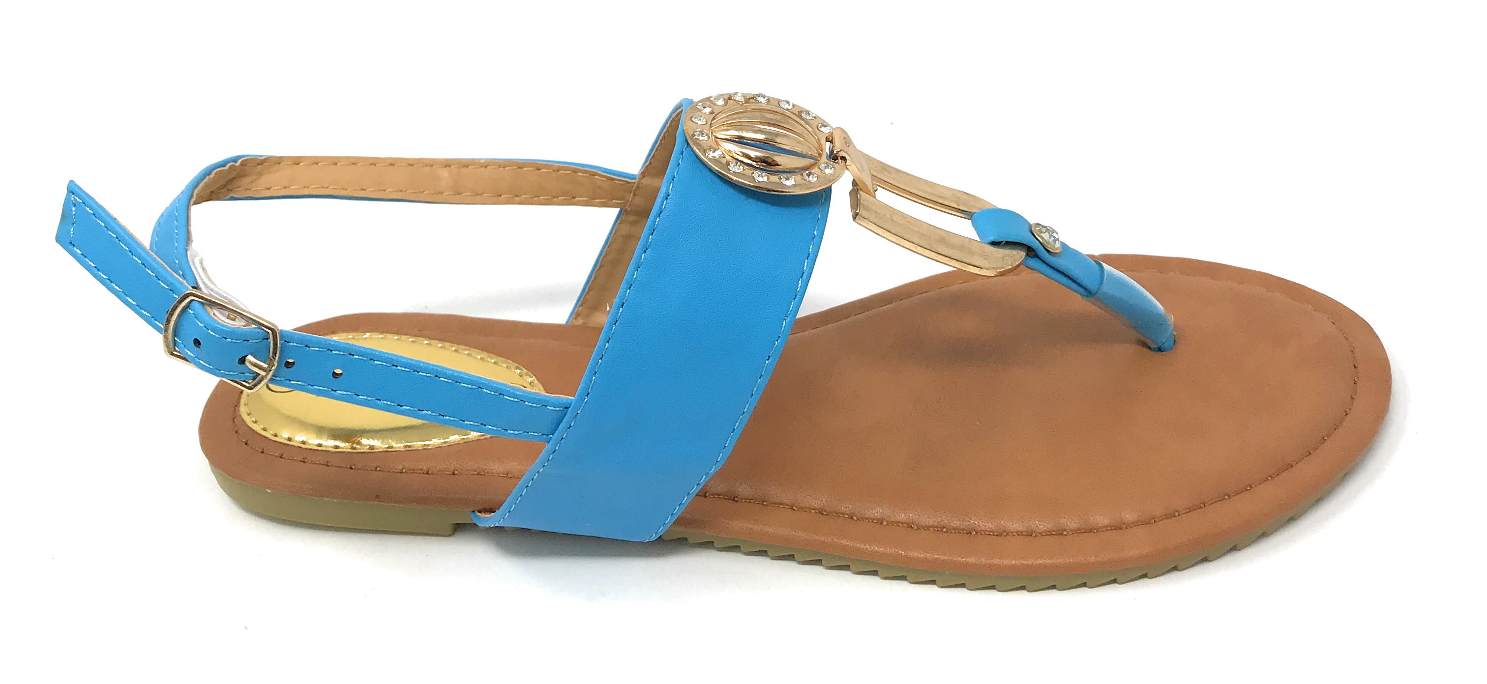Victoria K Women's Rhinestone and Gold medallion Sandals