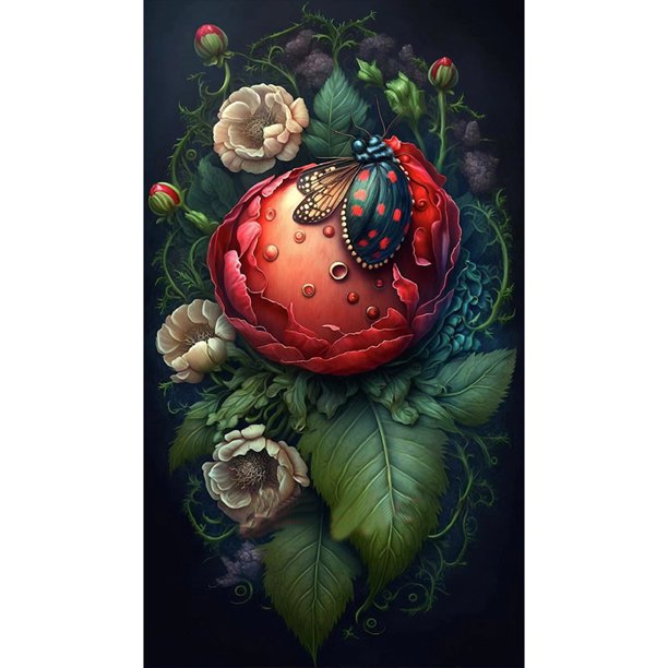 Cuadros Decorativos 5D bricolaje ronda completa taladro diamante pintura jardín mariquita Kit Home Decor (Y791) Wdftyju de costura negro 4 estilos