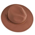 thumbnail image 2 of BadPiggies Vintage Fedora Hat for Men & Women Wide Brim Felt Hats with Belt Buckle (Khaki), 2 of 9