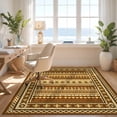 thumbnail image 3 of Design&I 3'x5' Ultra Soft Throw Mat, Ru Boho Wicker Interlocking Geometric Border Door Front Entryway Flowing Dynamic None Fluffy Washable Easy Care Indoor rug for Bedside Hallway, 3 of 7