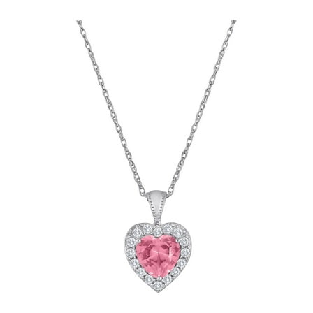 Ladies Brilliance Fine Jewelry Sterling Silver Lab Created Pink & White Sapphire Pendant, 18"