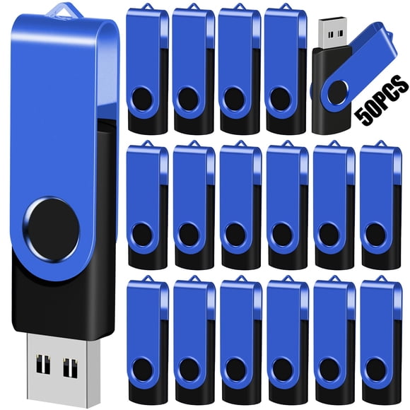 Unidad flash EASTBULL USB de 2 GB, paquete de 50 unidades con cordones, azul