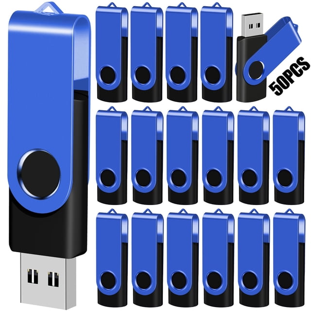 Unidad flash EASTBULL USB de 2 GB, paquete de 50 unidades con cordones, azul