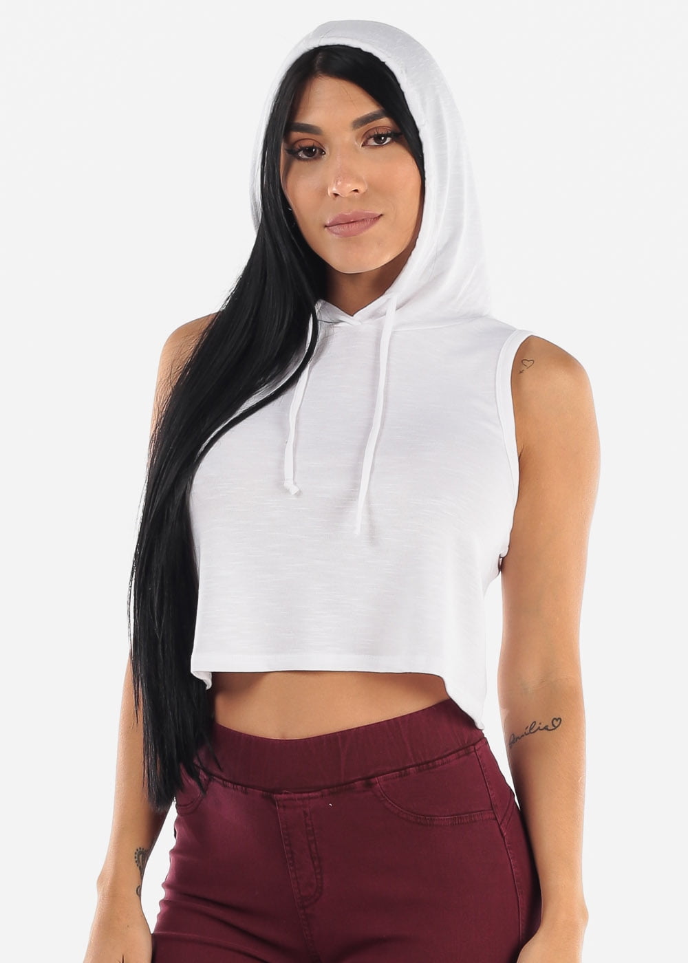 Cropped sleeveless hoodie Clearance