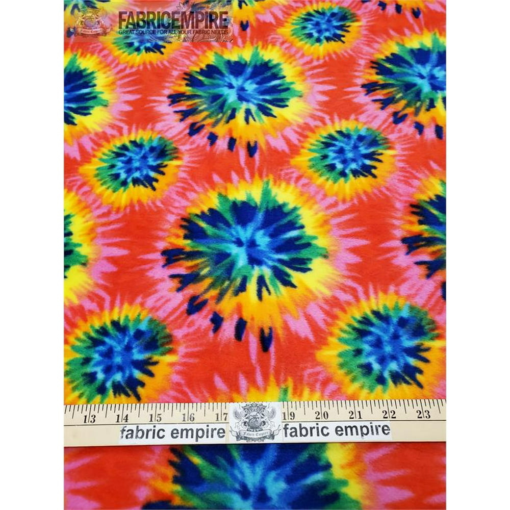 Fleece Fabric Printed Anti Pill FLOWER TIE DYE / 58" Wide / Sold by the Tie Dye Fleece Fabric By The Yard